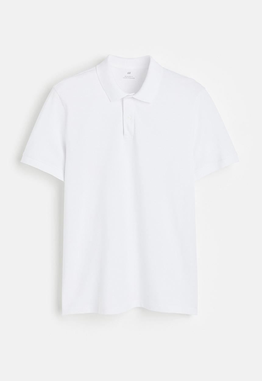 H&M - Regular fit piqué polo shirt - white