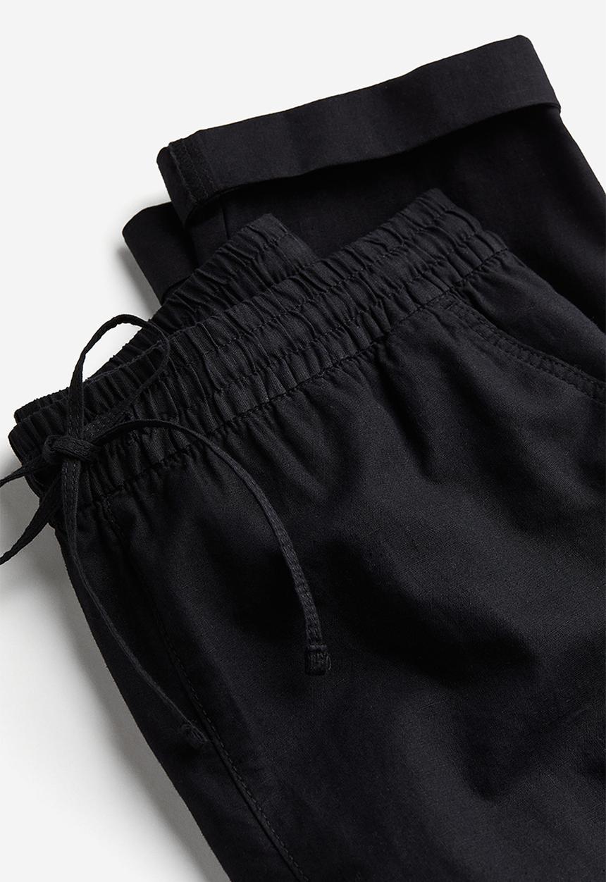 H&M - Linen-blend joggers - black
