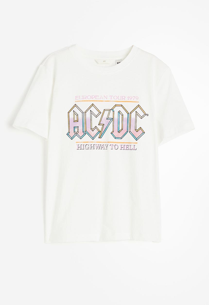 H&M - T-shirt with a motif - white ac/dc