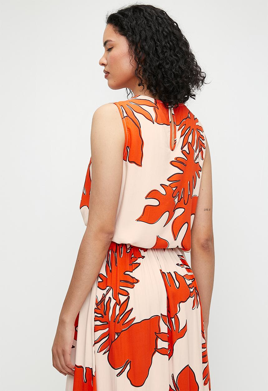 edit - Printed sleeveless shell - Red leaf silhouette 
