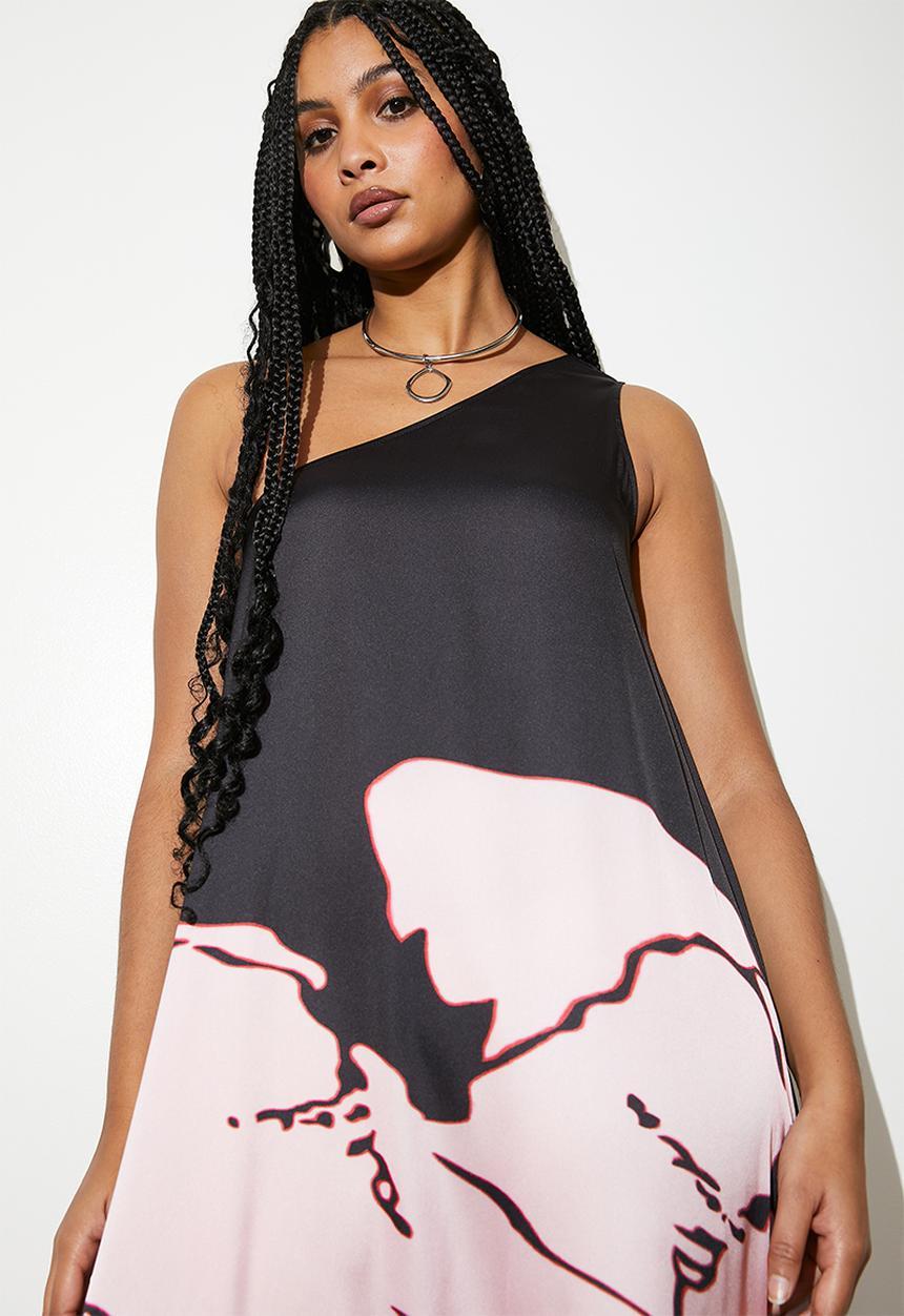 Superbalist - Asym kaftan maxi dress - macro painted mono flower