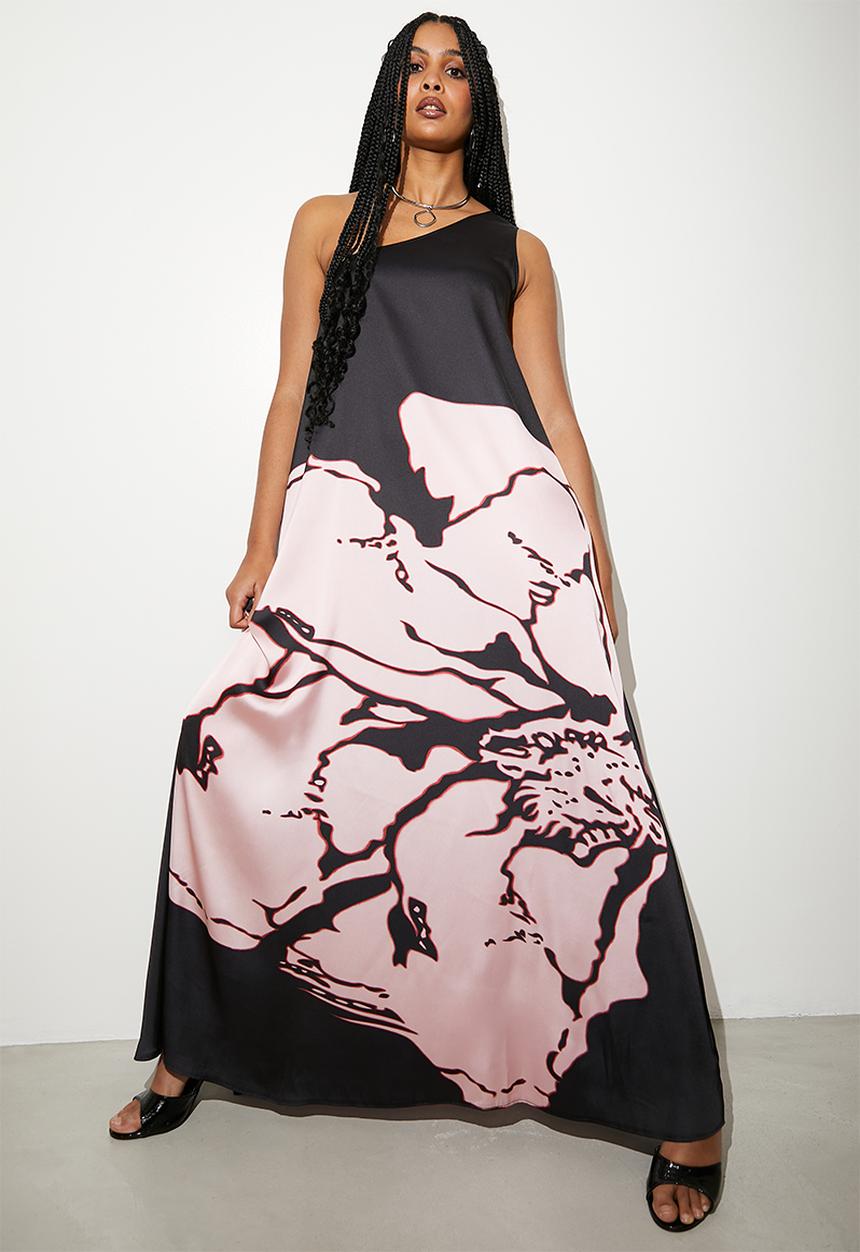 Superbalist - Asym kaftan maxi dress - macro painted mono flower