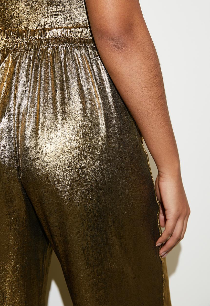 VELVET - Co-ord metallic wide leg - gold