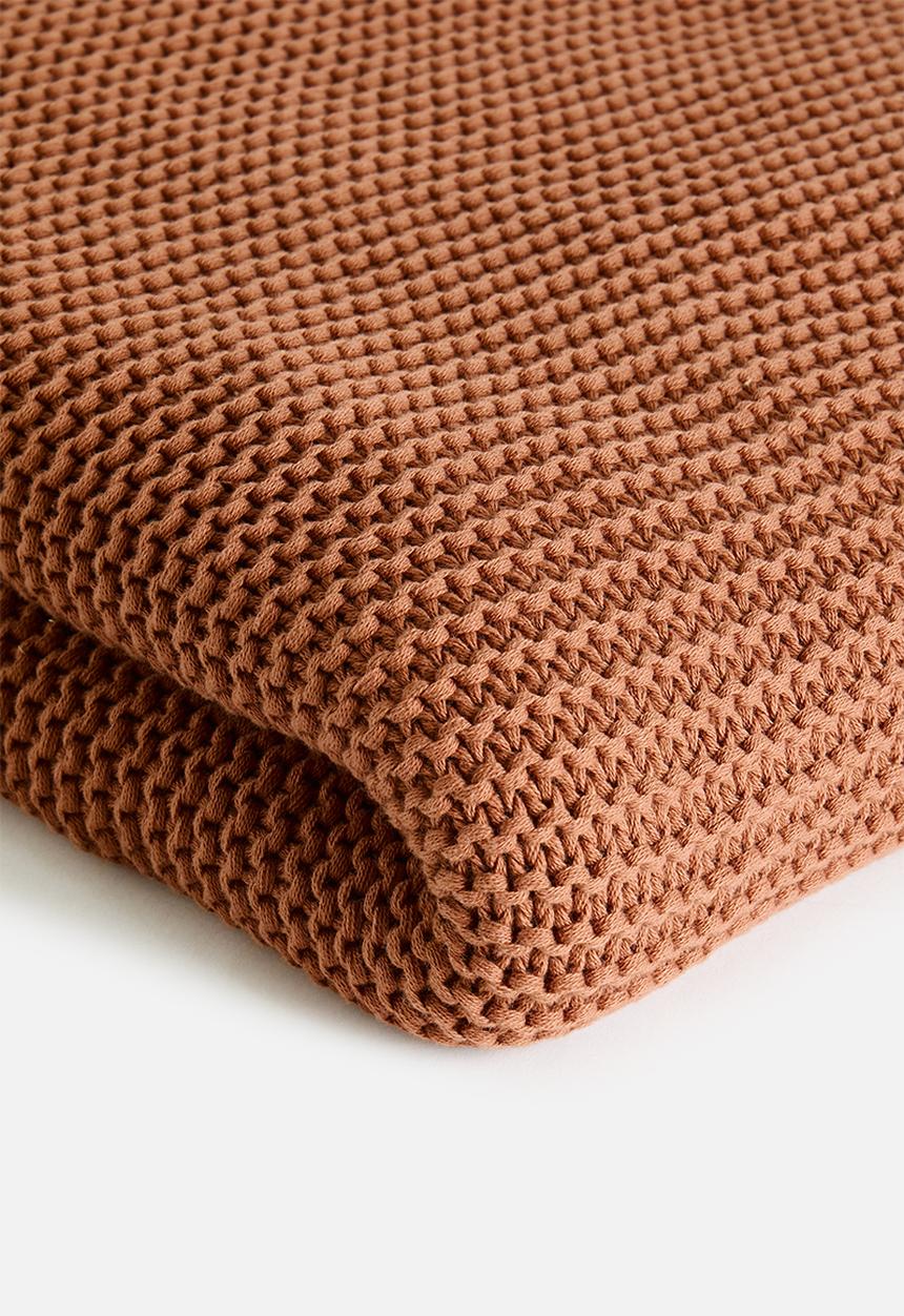 Sixth Floor - Handknitted Washed Throw - Rust