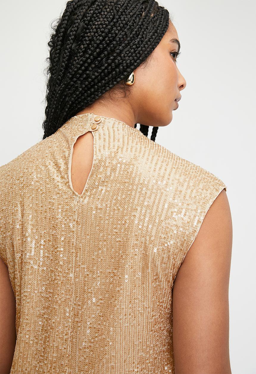 Superbalist - Hi neck sequins vest - champagne