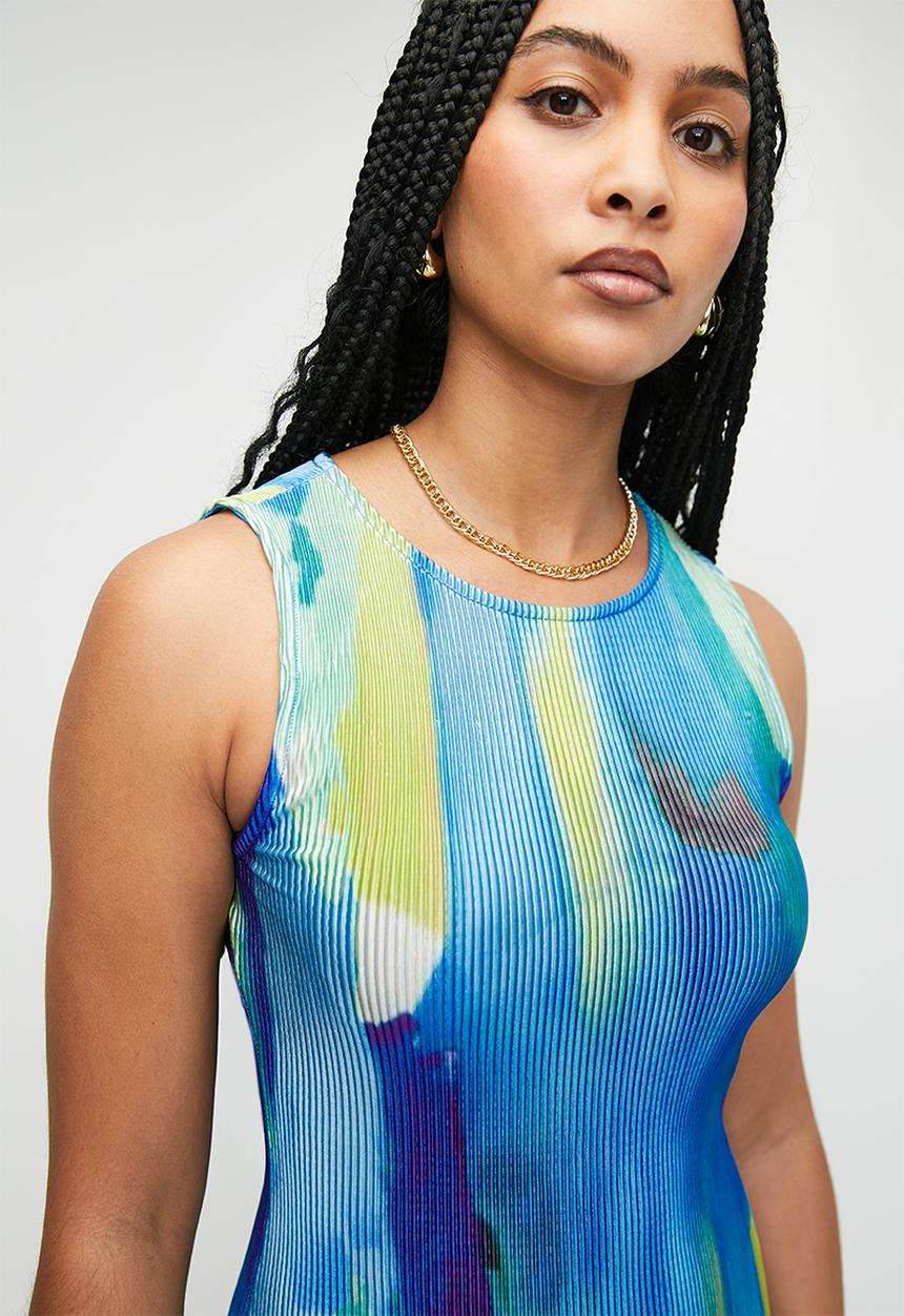 Superbalist - Plisse midi tank dress - blues water dispersion