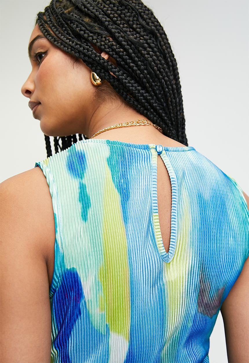 Superbalist - Plisse midi tank dress - blues water dispersion