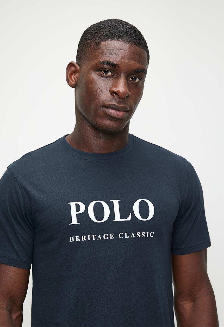 POLO - Steve   Logo Printed Short Sleeve Tee - Navy