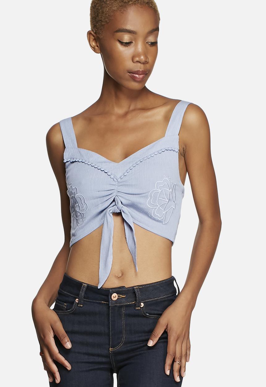 MINKPINK - Sweet Pea Tie Front Crop Top