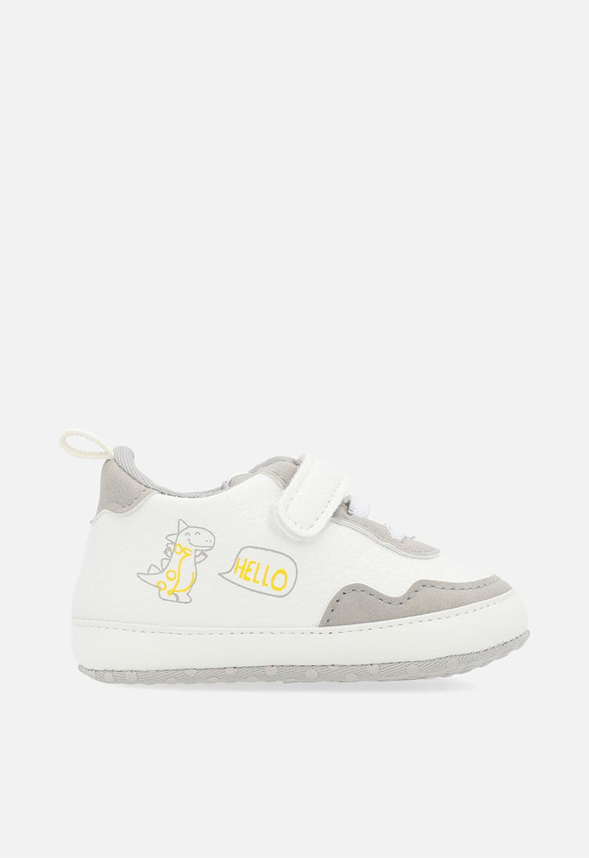 Pop Candy - Hi top velcro lace up sneakers - beige & white