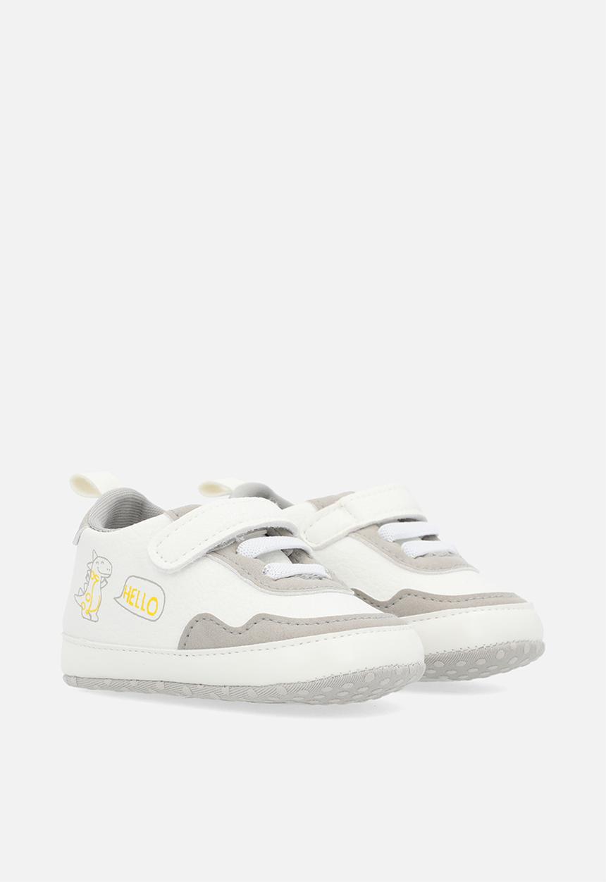 Pop Candy - Hi top velcro lace up sneakers - beige & white