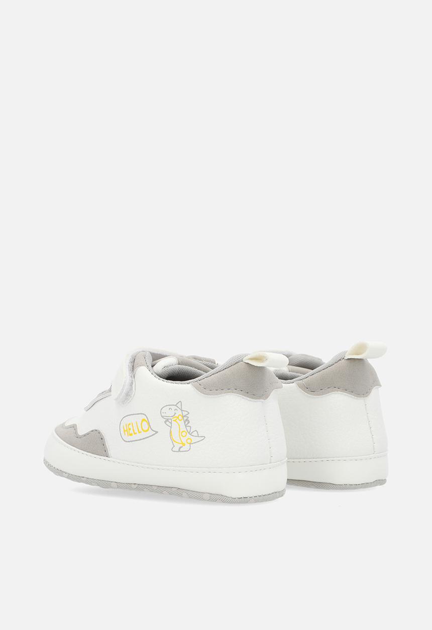 Pop Candy - Hi top velcro lace up sneakers - beige & white