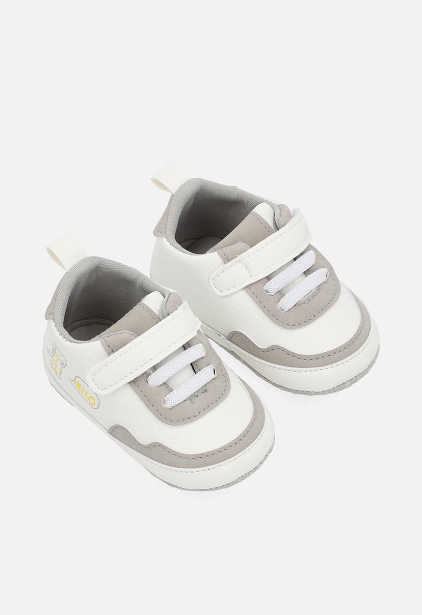 Pop Candy - Hi top velcro lace up sneakers - beige & white