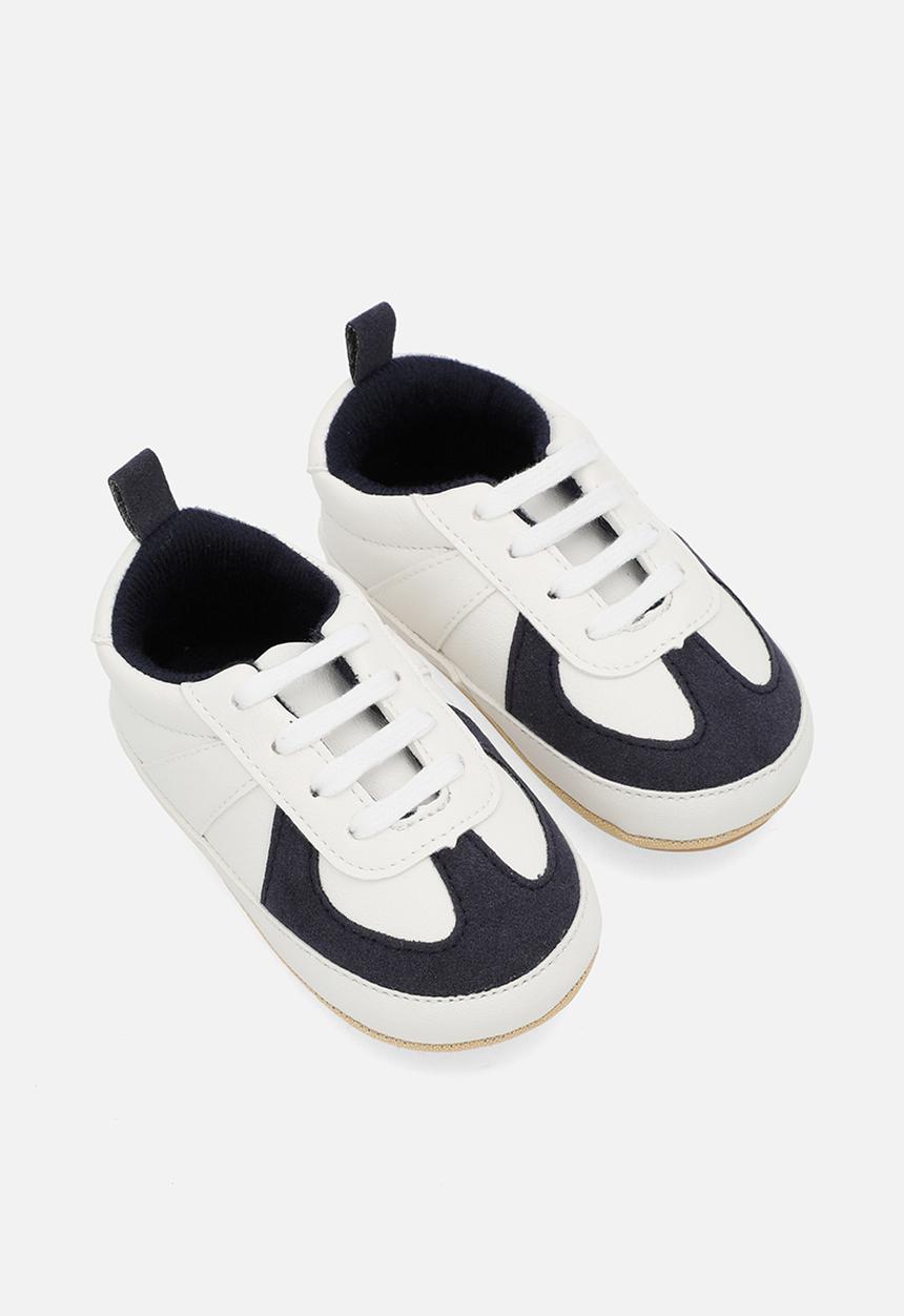 Pop Candy - Lace up lo top sneakers - white & navy