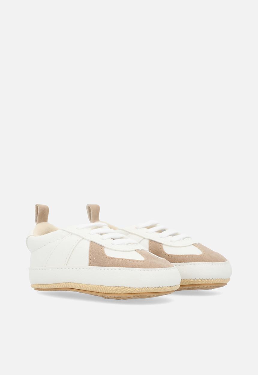 Pop Candy - Lace up lo top sneakers - brown & white