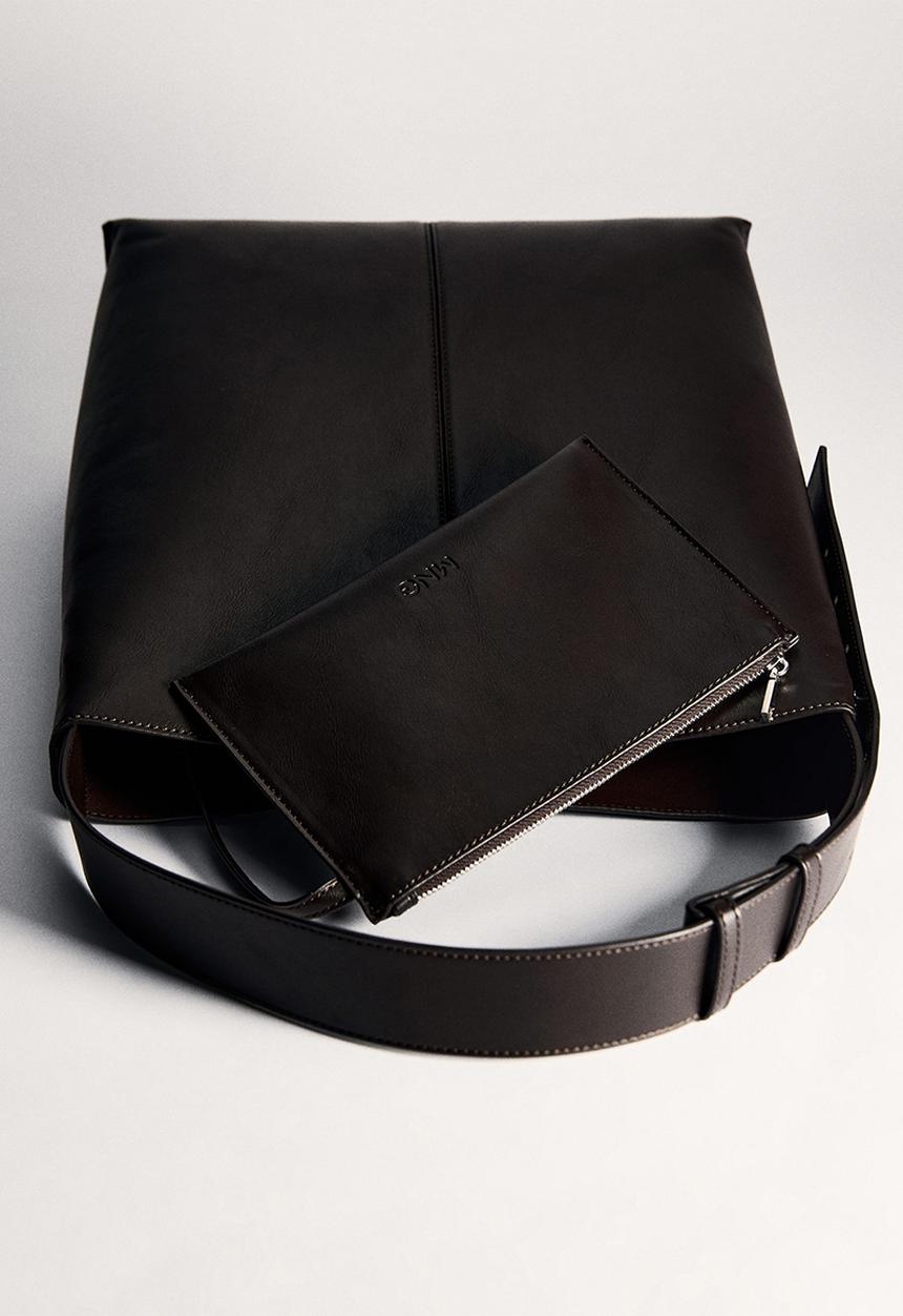 MANGO - Bucket bag puala - dark brown