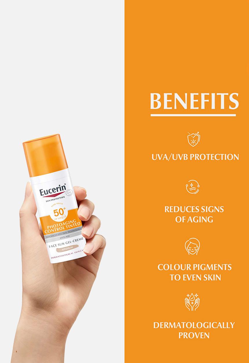 Eucerin - Sunscreen Photoaging Control Tinted Anti-Age Gel-Cream,SPF 50+,50ml
