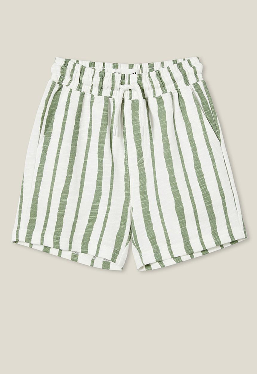 Cotton On - Henry slouch short - vanilla/deep sage stripe