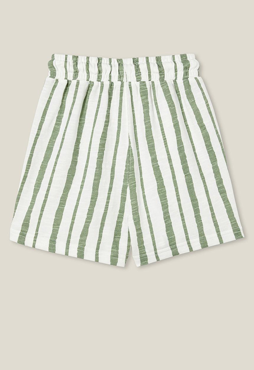 Cotton On - Henry slouch short - vanilla/deep sage stripe