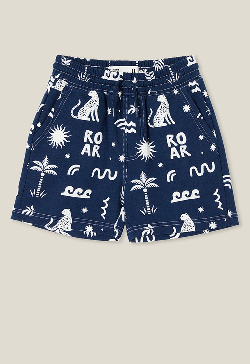 Cotton On - Henry slouch short - in the navy/vanilla roar yardage