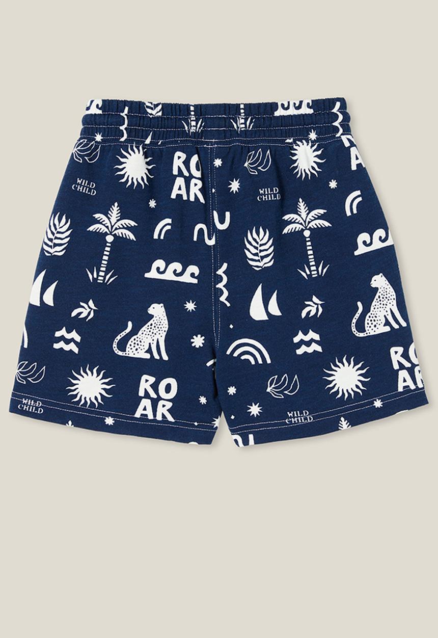 Cotton On - Henry slouch short - in the navy/vanilla roar yardage