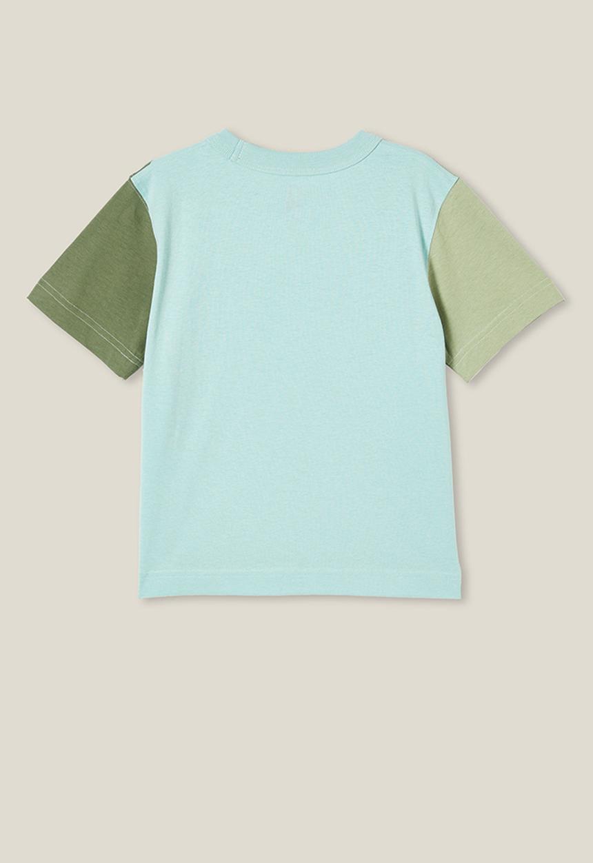 Cotton On - Jonny short sleeve graphic print tee - barber blue/swag green wave good vibes