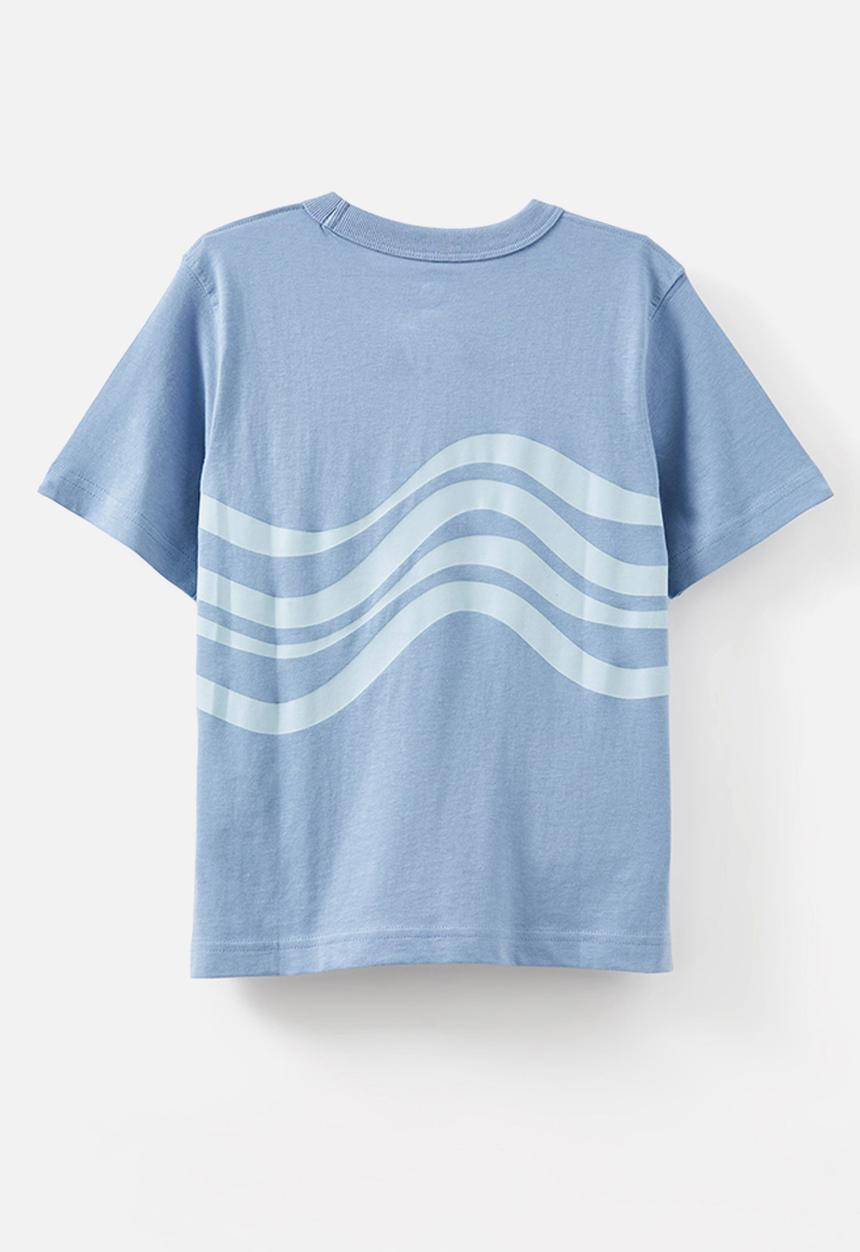Cotton On - Jonny short sleeve graphic print tee - dusty blue/happiness comes in waves