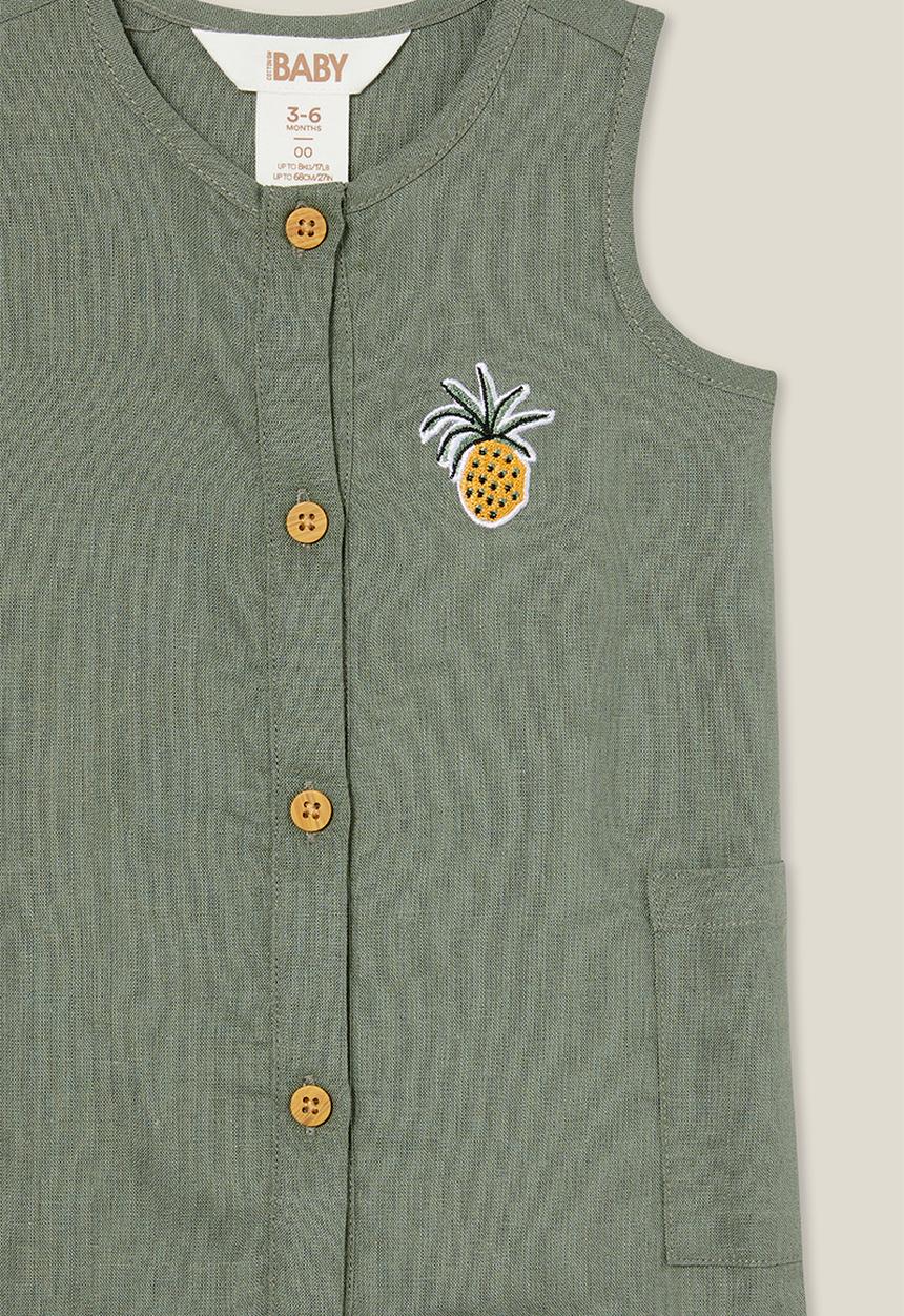 Cotton On - Jacob sleeveless playsuit - swag green/ tropic pinapple