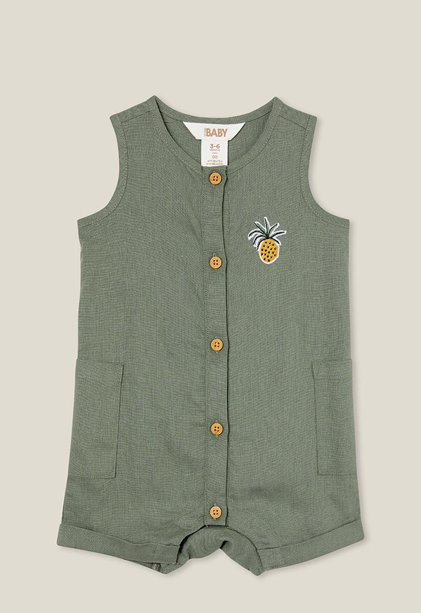 Cotton On - Jacob sleeveless playsuit - swag green/ tropic pinapple