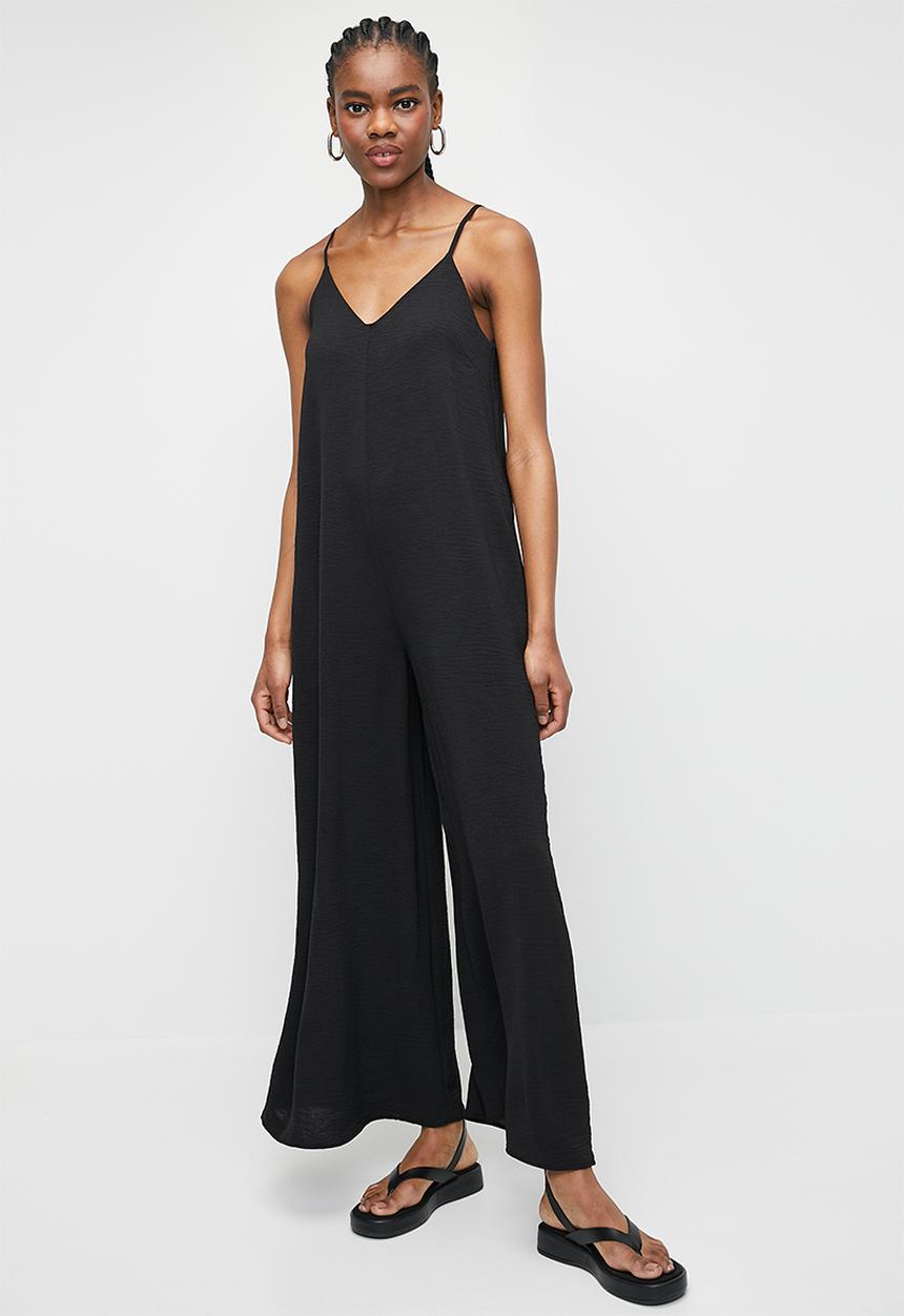 Superbalist - Strappy V Neck Jumpsuit with Wide Leg - Black