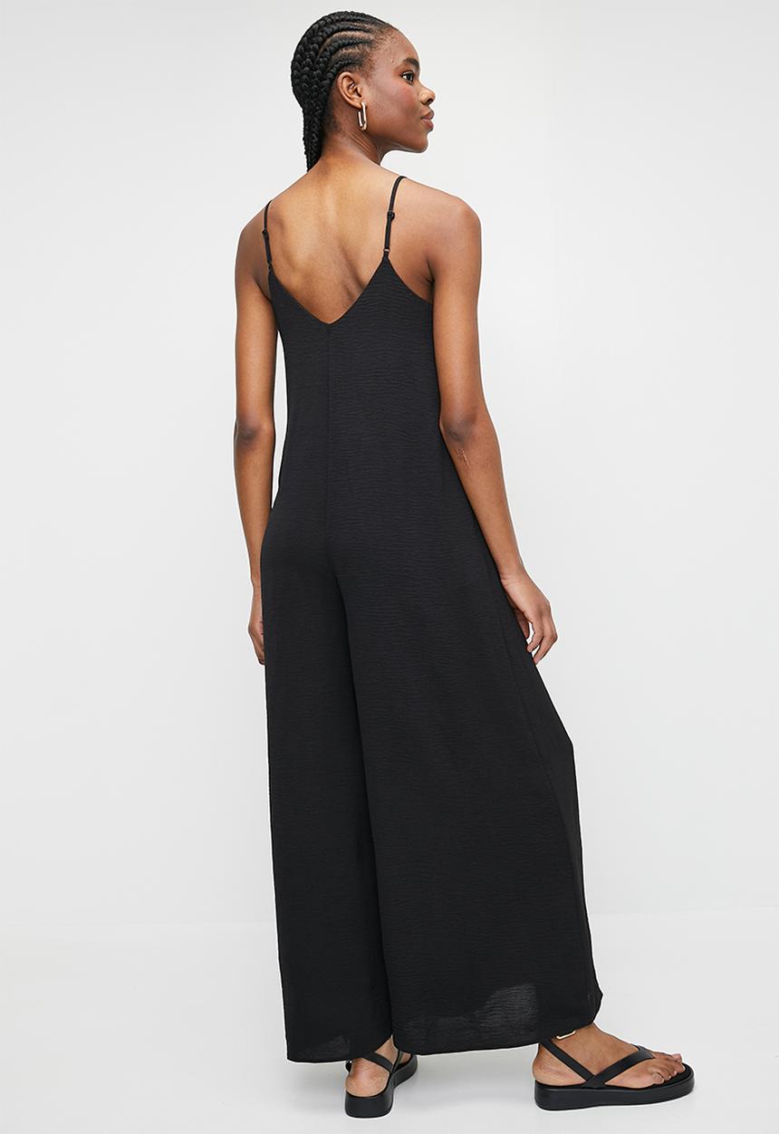Superbalist - Strappy V Neck Jumpsuit with Wide Leg - Black