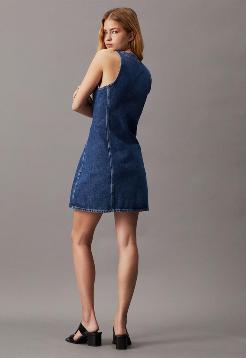 Calvin Klein - Zip through sleeveless dress - denim blue