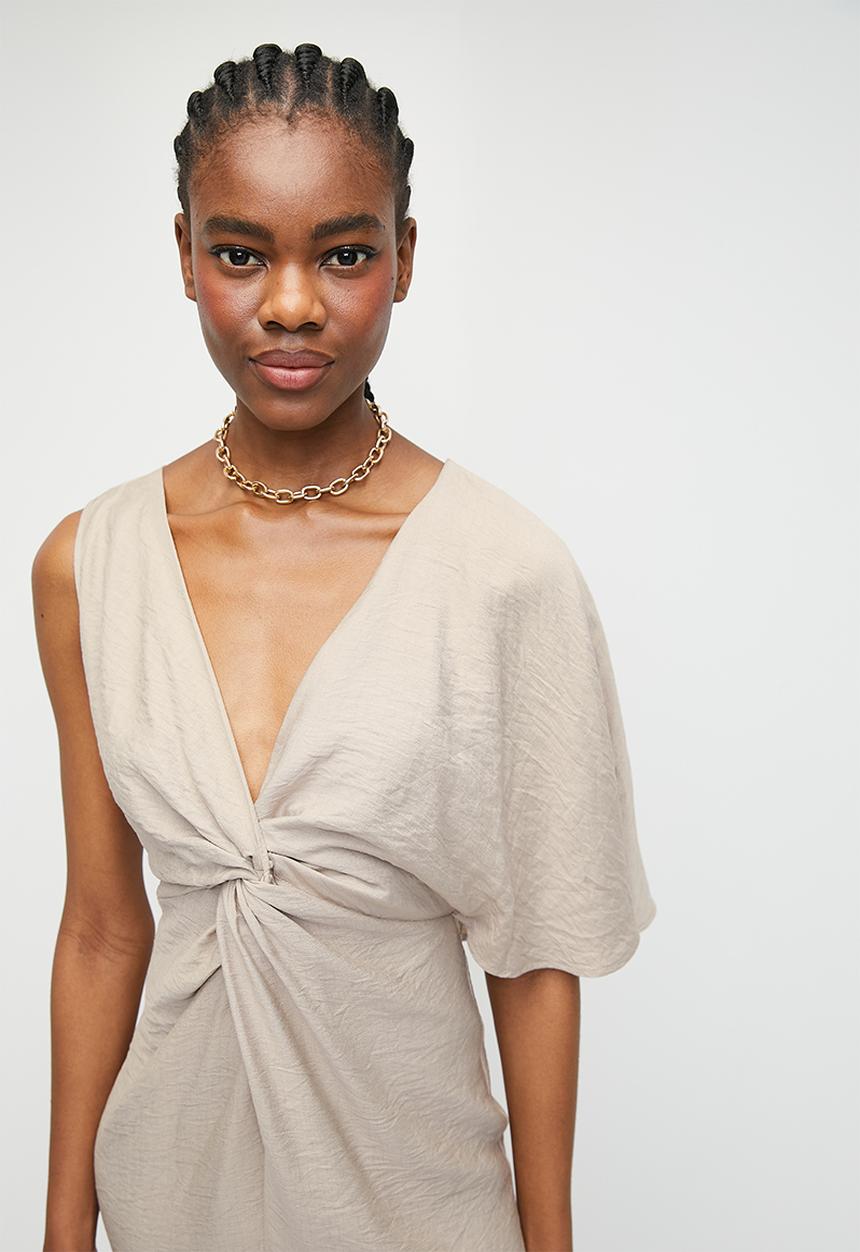 Superbalist - twist front wrap dress - coconut shell