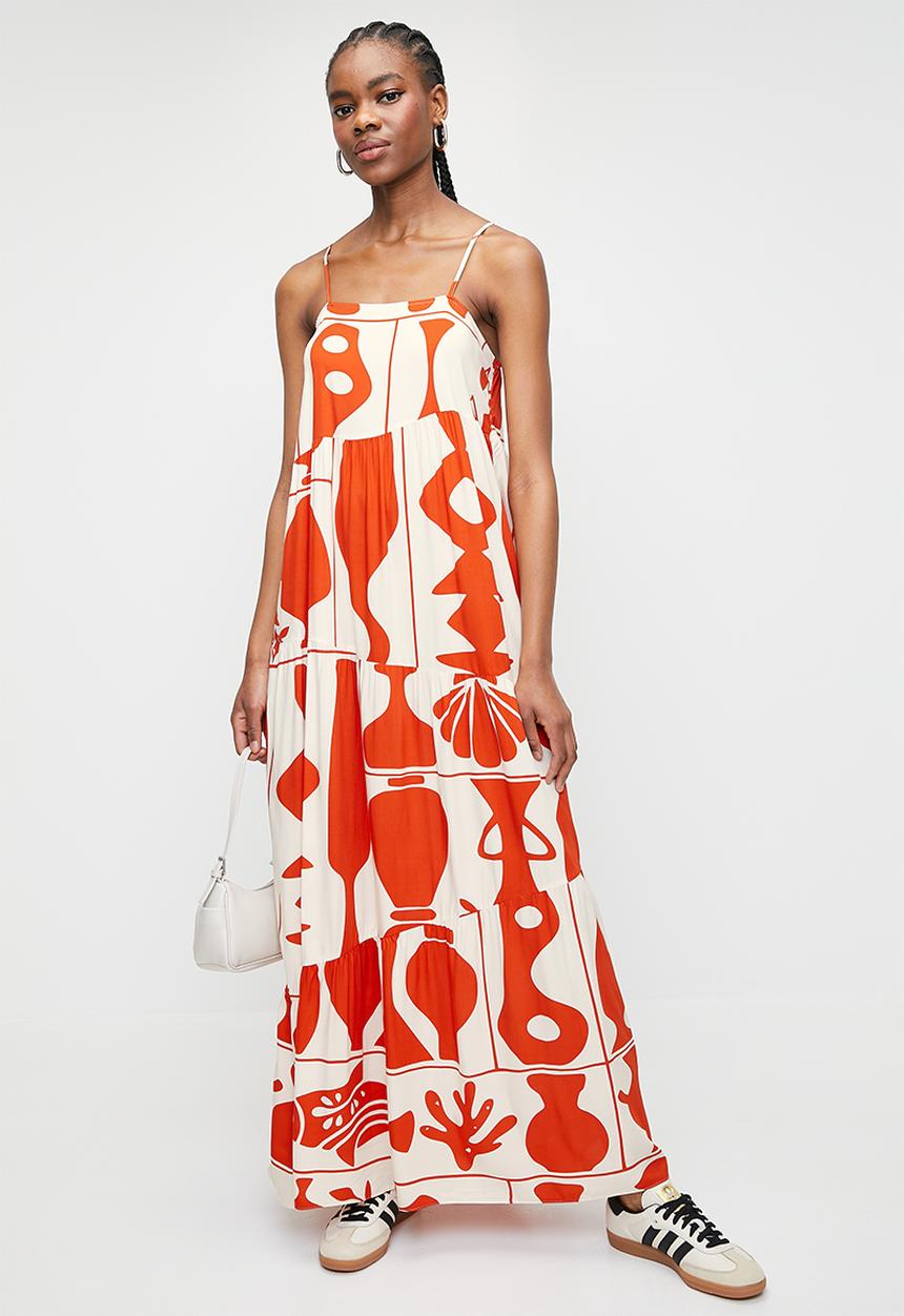 Superbalist - Strappy printed tiered dress - fishy pots