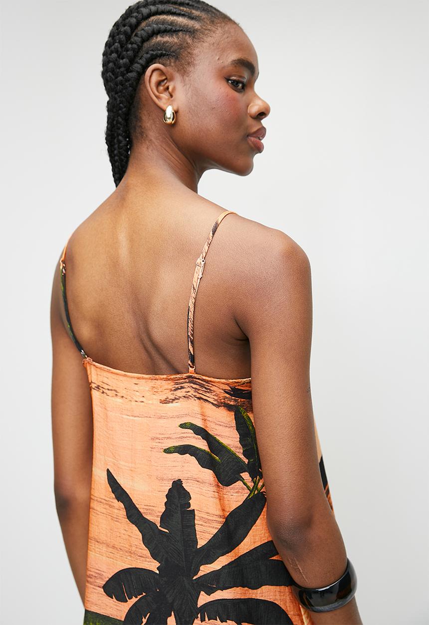 Superbalist - Strappy aline midi dress - island life double border print