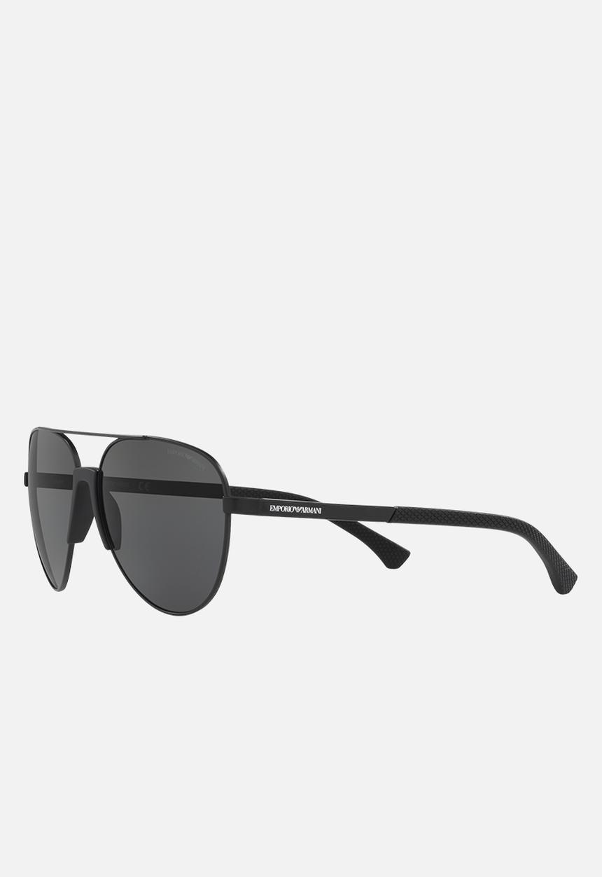 Emporio Armani - Grey lense with matte black avaitor sunglasses 61mm - black