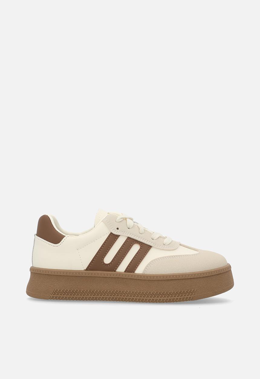 Pop Candy - Lace up sneakers - beige & brown
