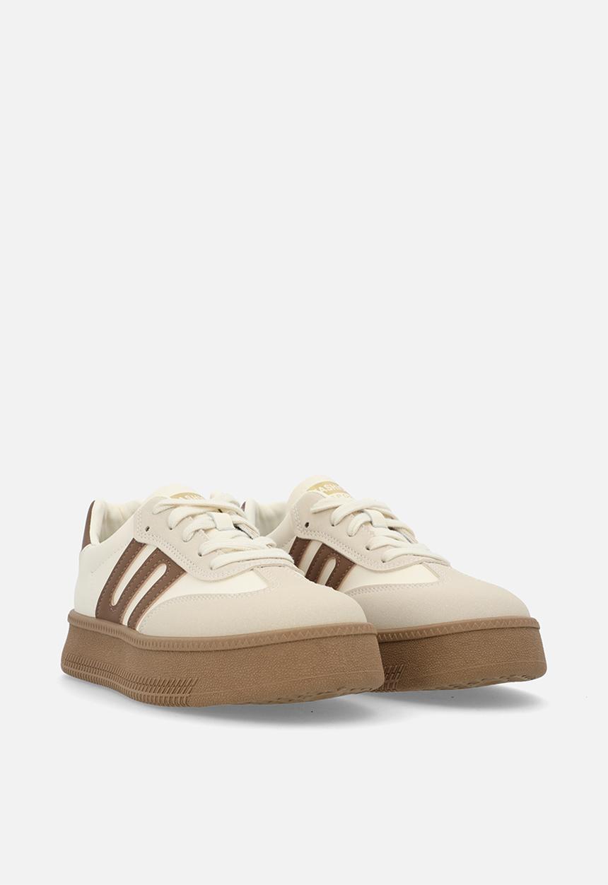 Pop Candy - Lace up sneakers - beige & brown
