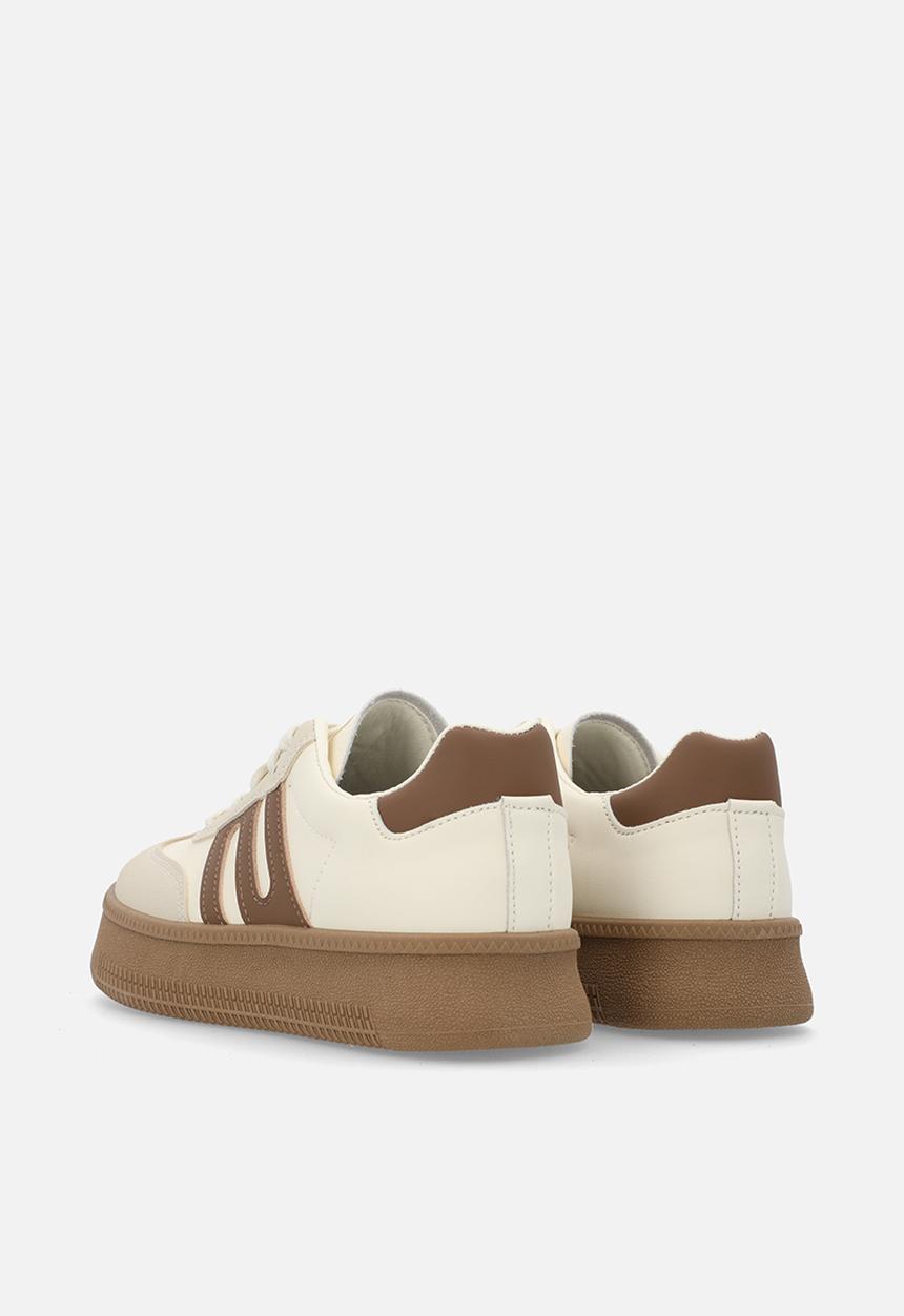 Pop Candy - Lace up sneakers - beige & brown