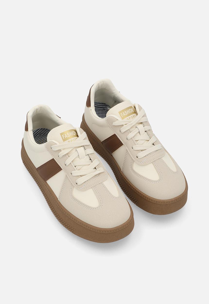 Pop Candy - Platform lace up sneakers - brown & beige