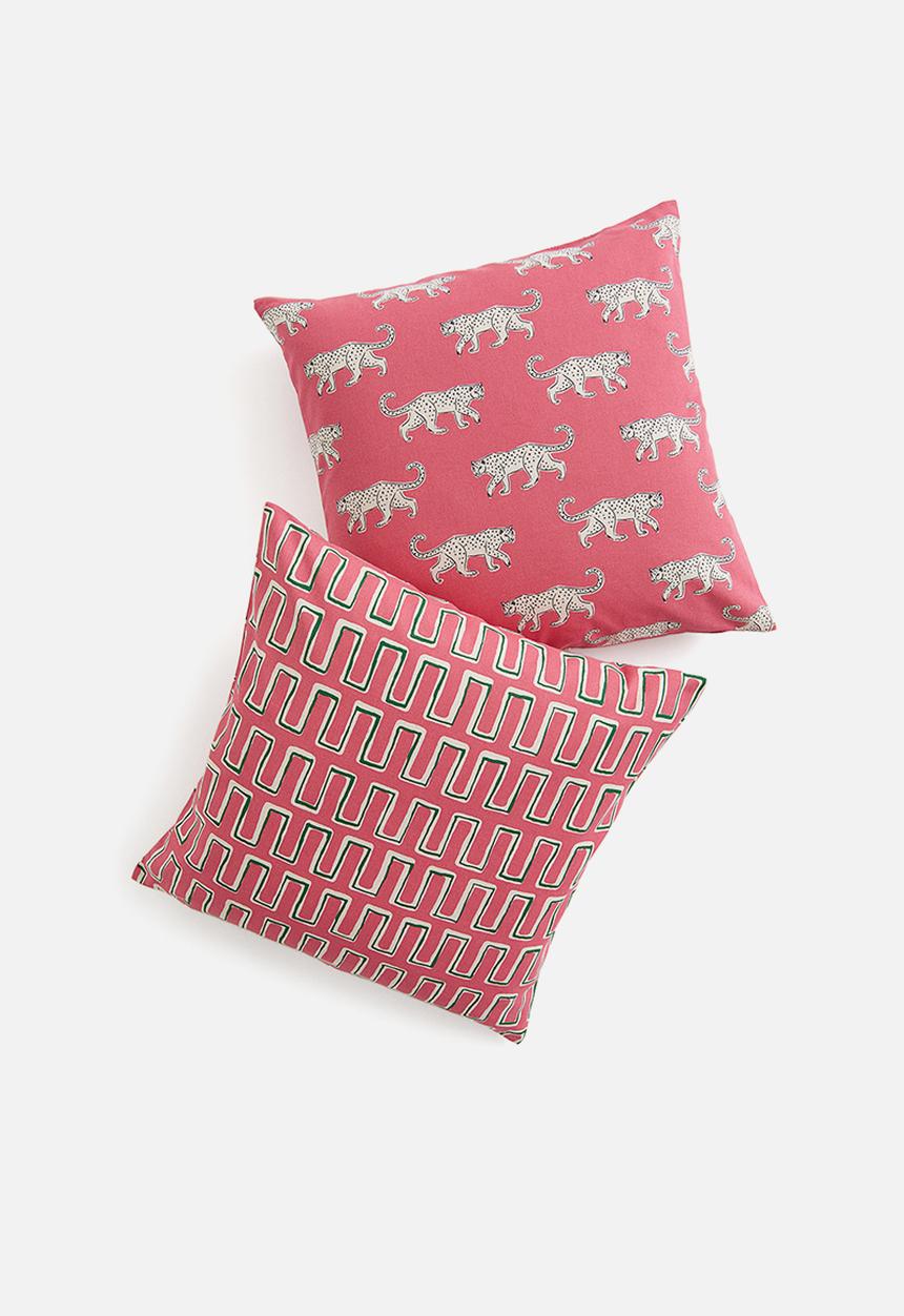 H&M - 2-Pack cotton cushion covers - pink leopards