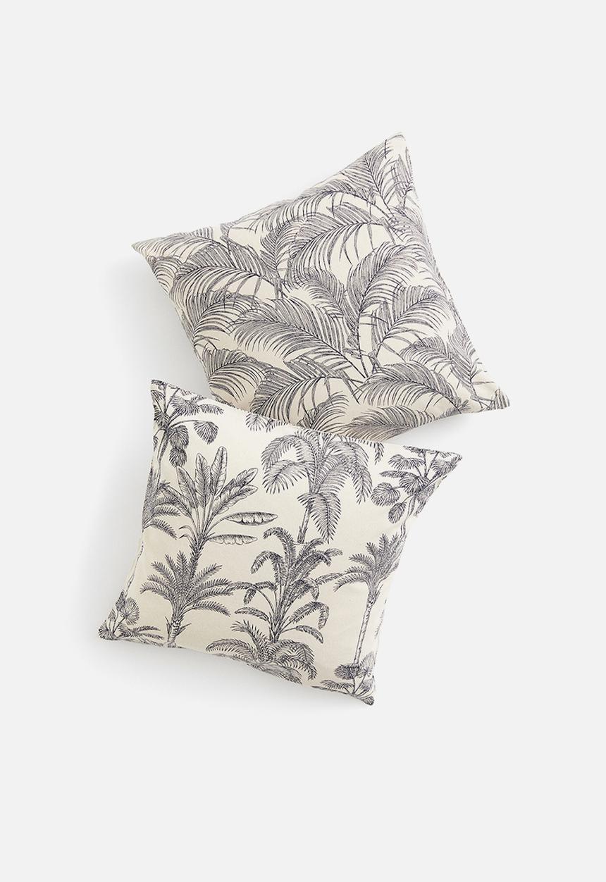 H&M - 2-Pack cotton cushion covers - light beige dark grey