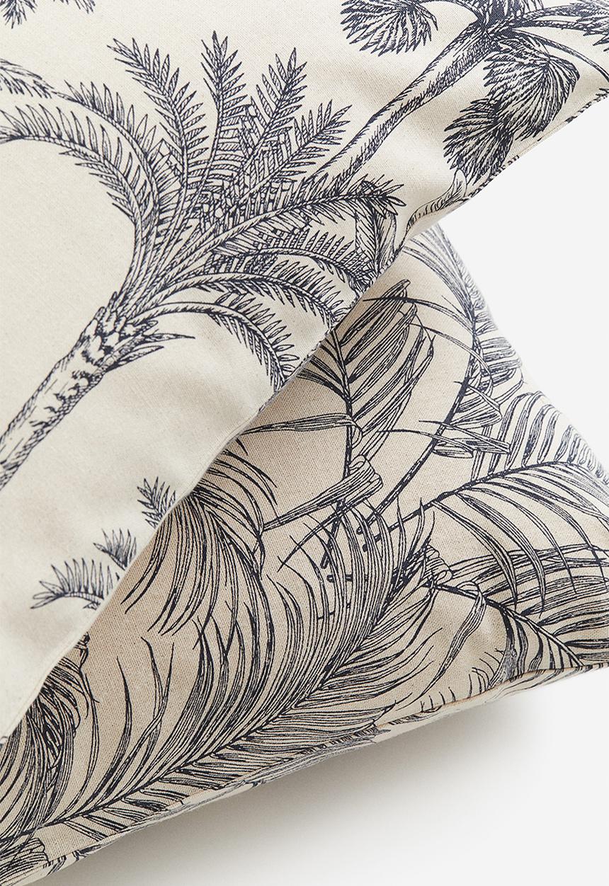 H&M - 2-Pack cotton cushion covers - light beige dark grey