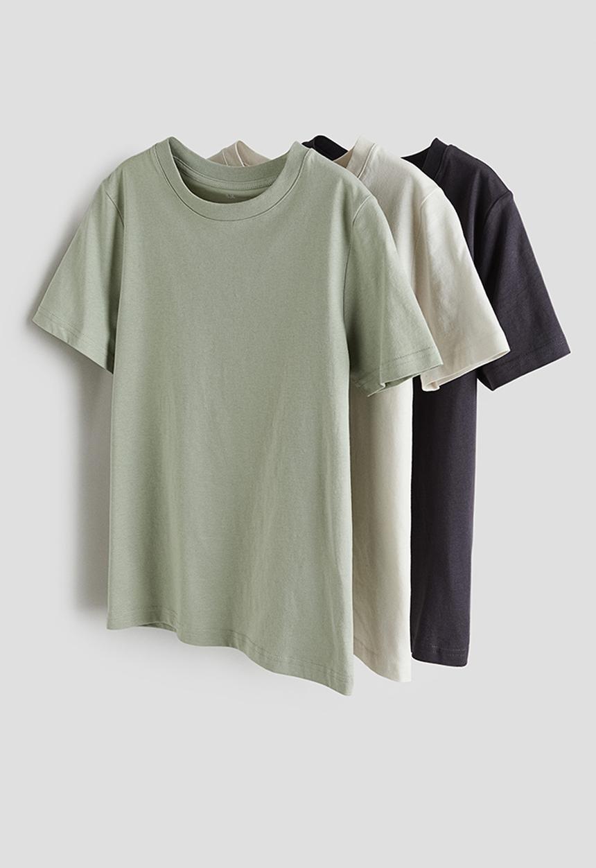 H&M - 3-Pack T-shirts - light green black