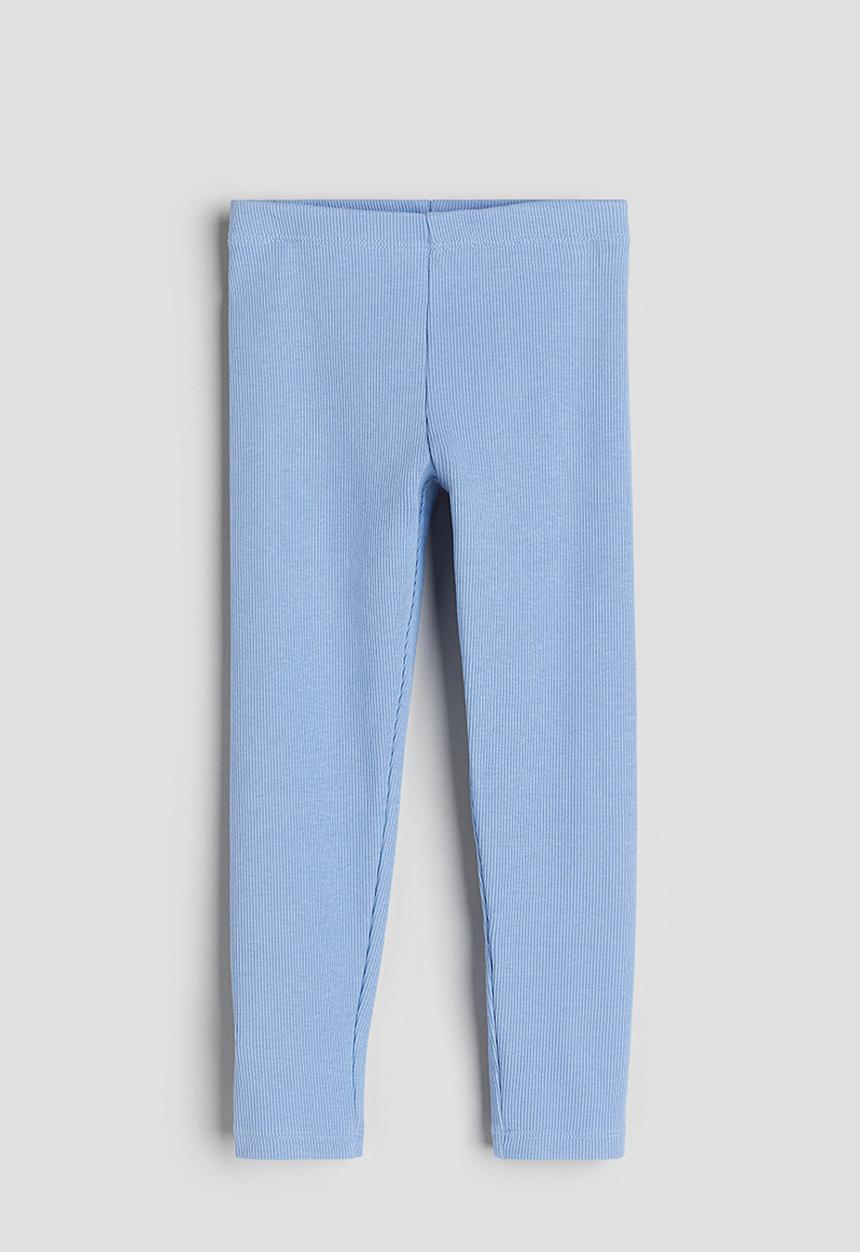 H&M - Ribbed jersey leggings - pastel blue