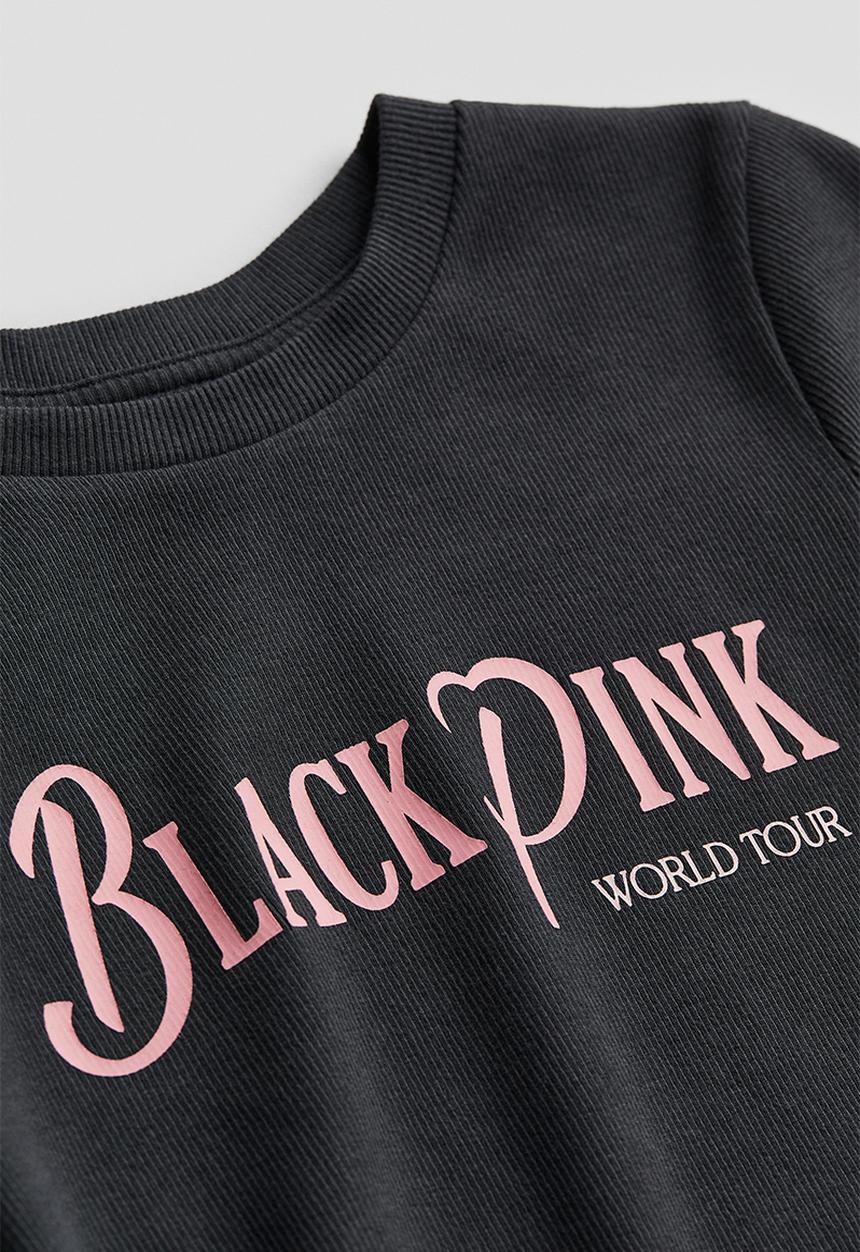 H&M - Ribbed T-shirt - dark grey black pink