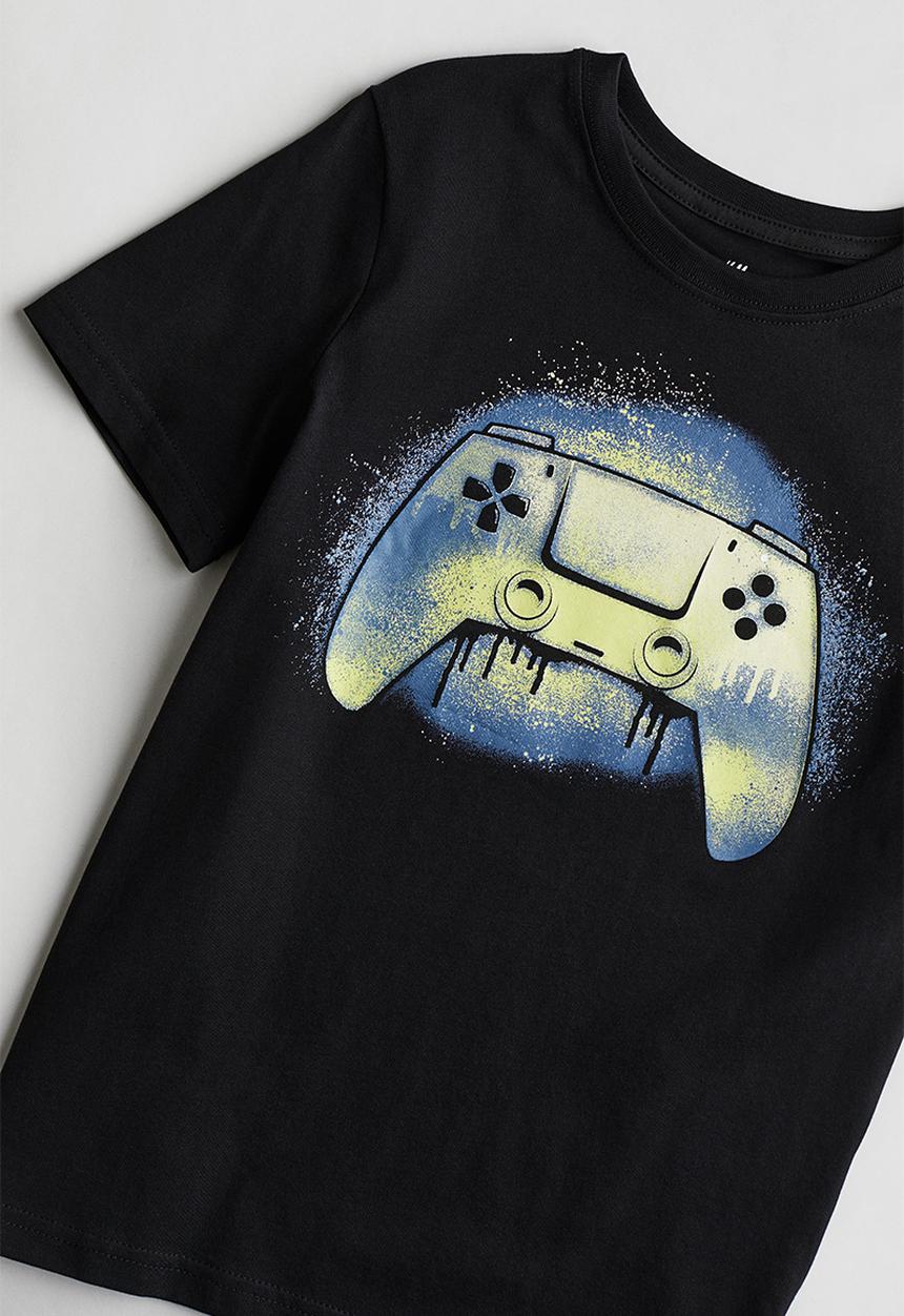 H&M - Printed T-shirt - black game controller 