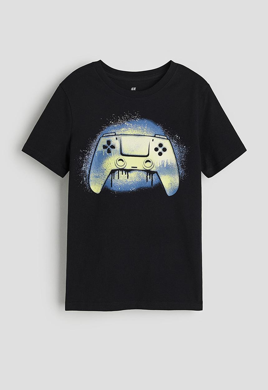 H&M - Printed T-shirt - black game controller 