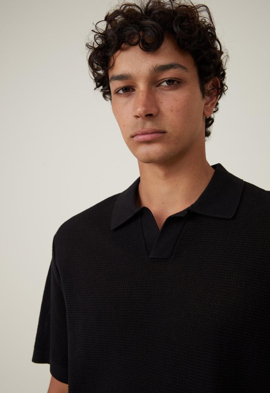 Cotton On - Resort short sleeve polo - jet black