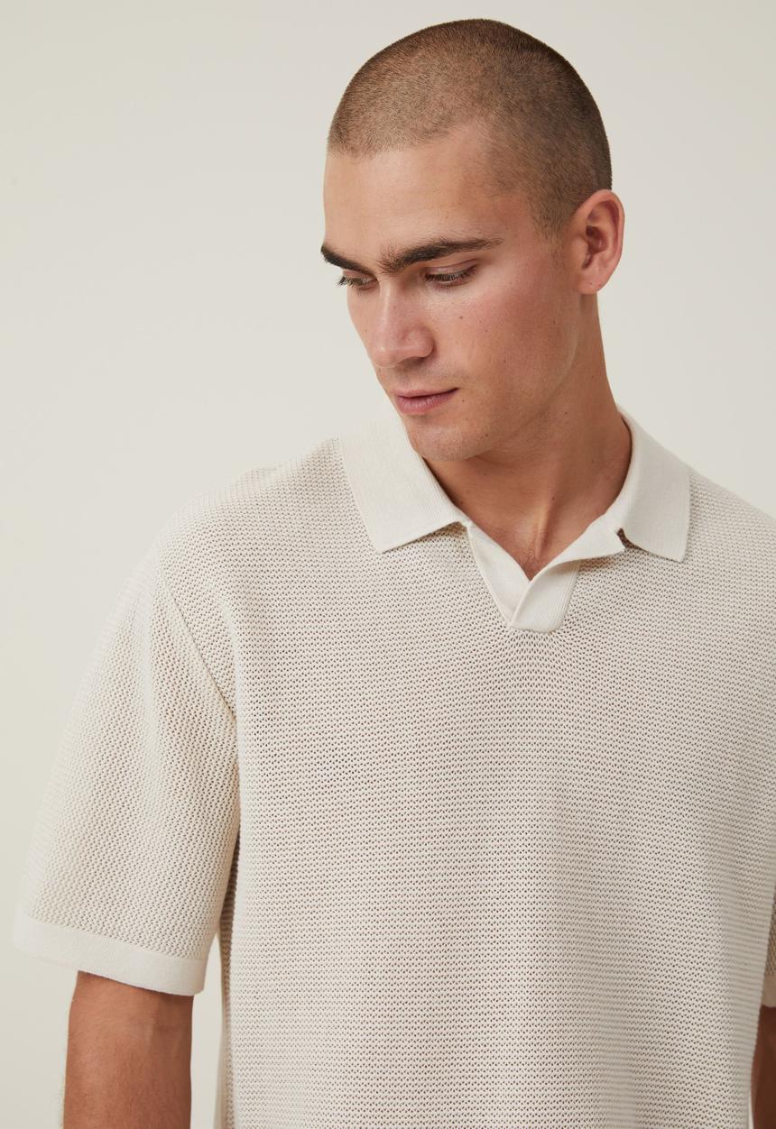 Cotton On - Resort short sleeve polo - bone
